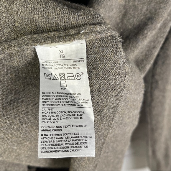 BANANA REPUBLIC Men's cotton silk cashmere brown gray quarter-zip sweater, sz XL - Picture 5 of 5